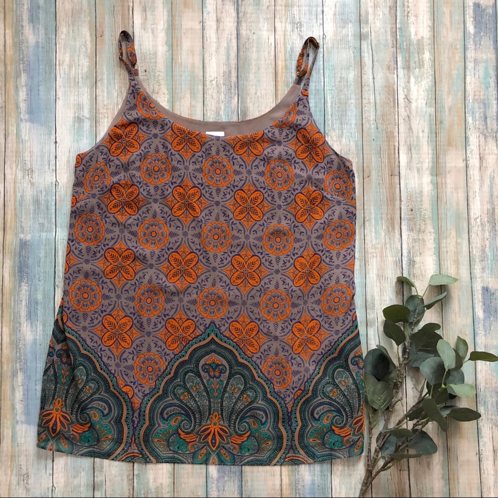 CAbi Sleeveless Multicolor Print Blouse Top Sz L